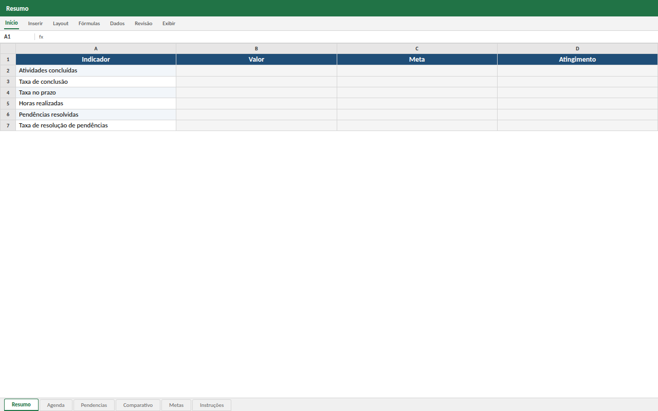 Prévia da planilha Agenda de Trabalho e Organização de Atividades Diárias — modelo Excel com 1º download grátis